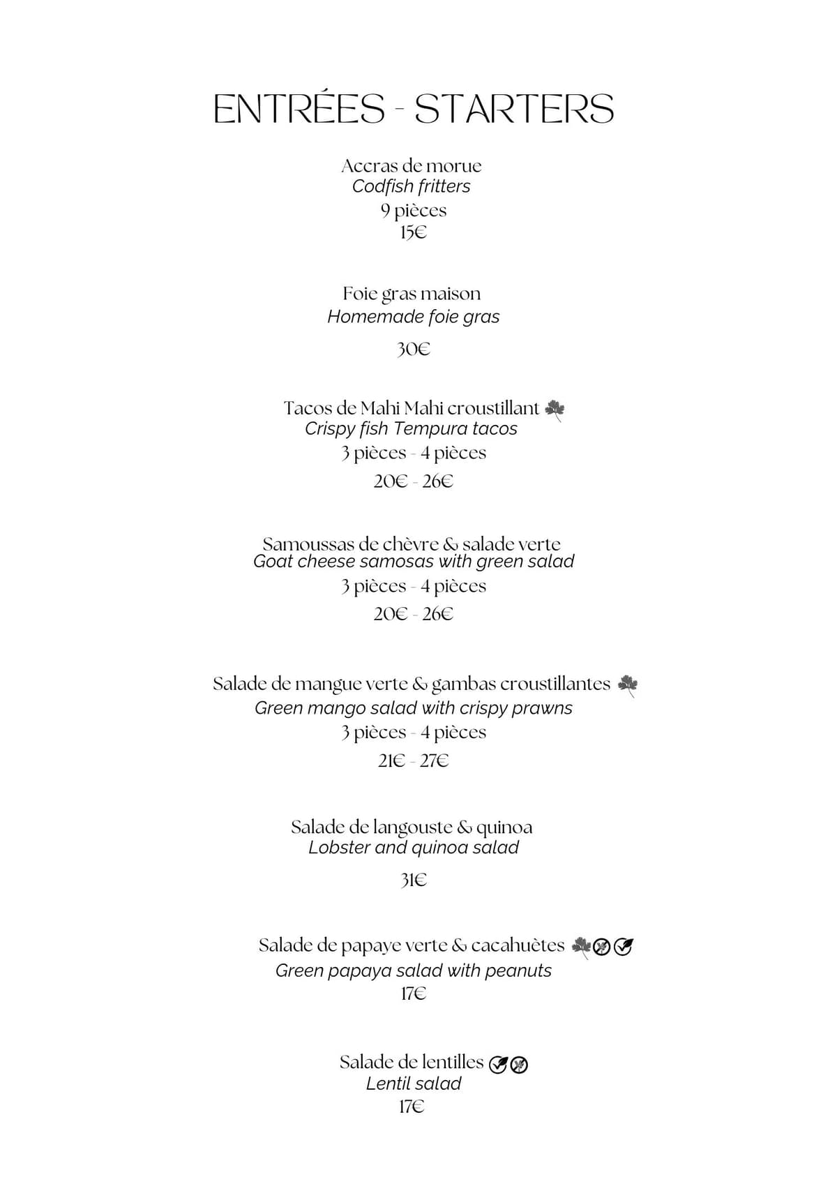 Menu — Eddy's Ghetto